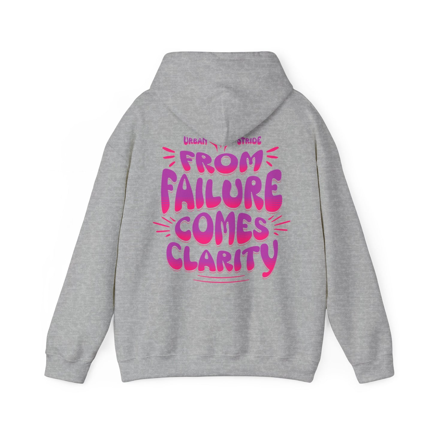 Felpa con scritta "From failure comes clarity"