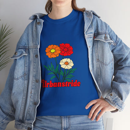 T-shirt con rappresentazione di fiori e scritta "Urbanstride"