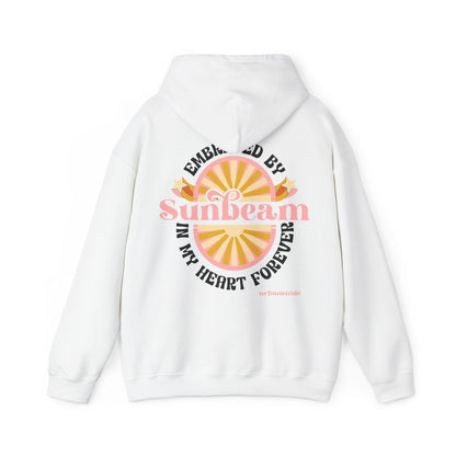 Felpa con scritta "Sunbeam embraced by in my heart forever"