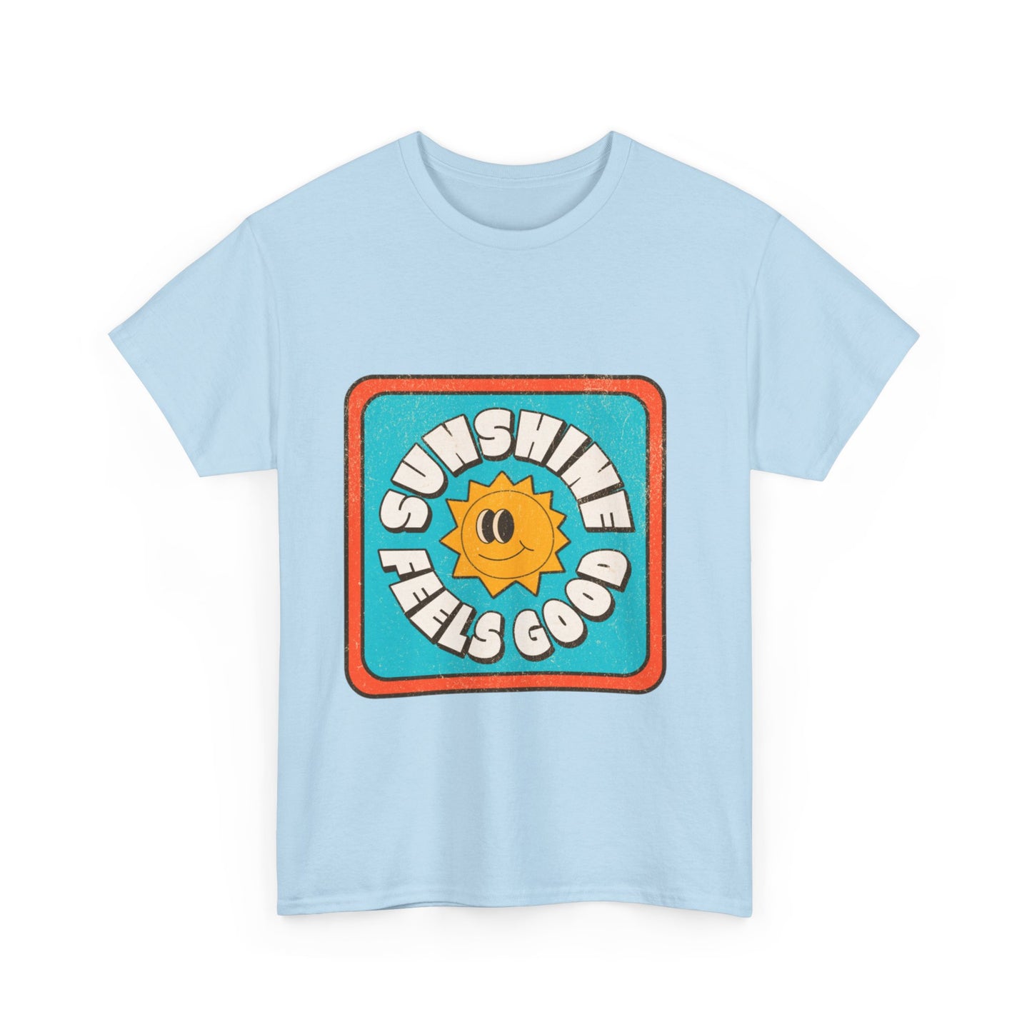 T-shirt con scritta "Sunshine feel good"