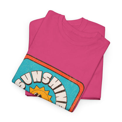 T-shirt con scritta "Sunshine feel good"