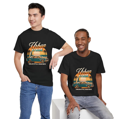 T-shirt con scritta"Urbanstride timeless style ocean drive "