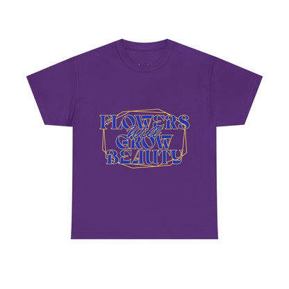 T-shirt con scritta "Flowers will growth beauty"