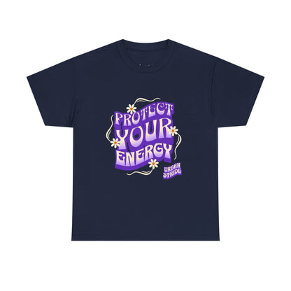 T-shirt con scritta "Protect your energy"