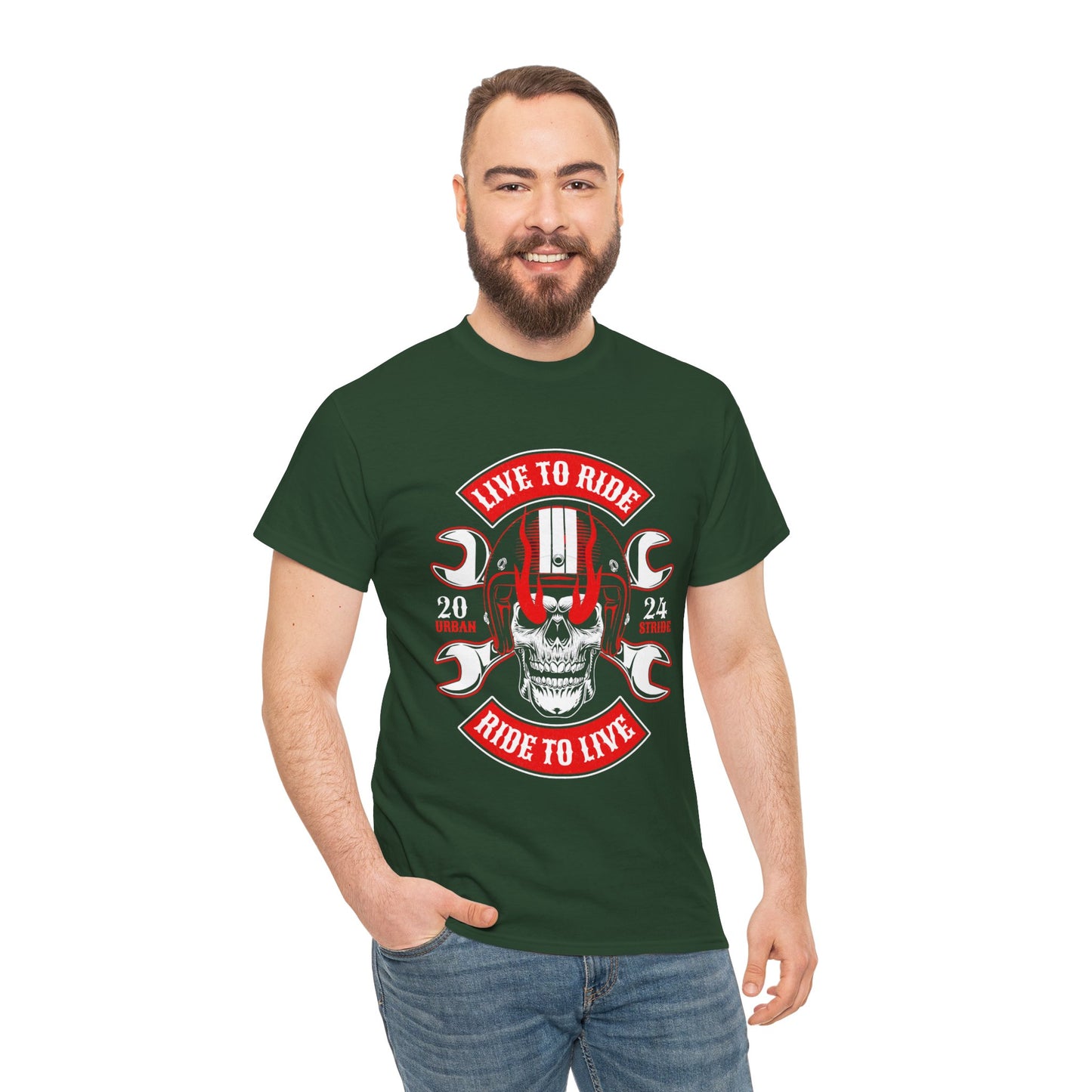 T-shirt con scritta "Live to ride ; Ride to live"