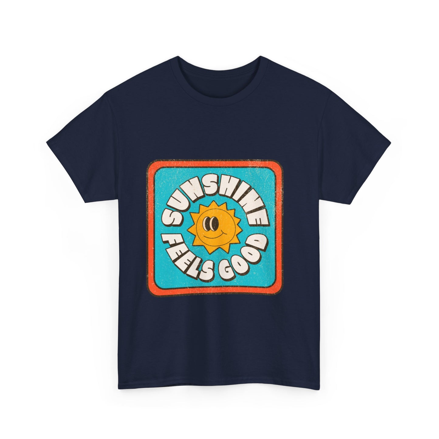 T-shirt con scritta "Sunshine feel good"