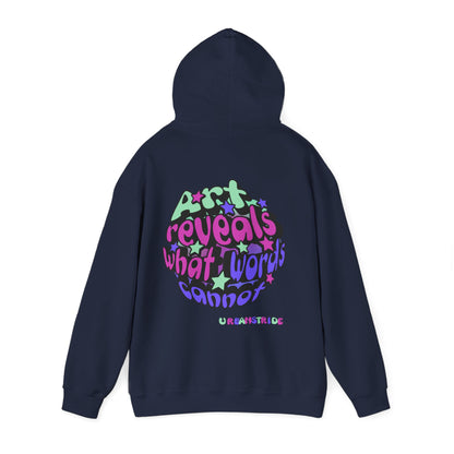 Felpa con scritta "Art reveals what words cannot"