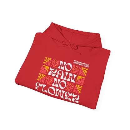 Felpa con scritta "No rain no flower"
