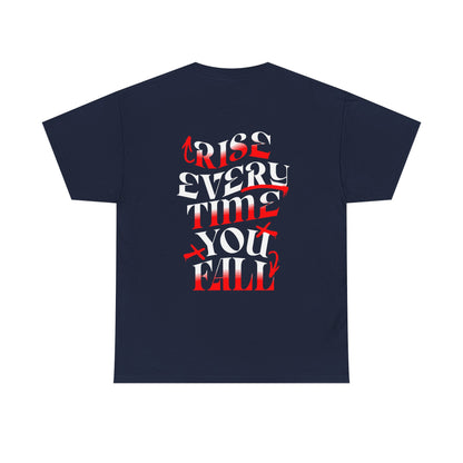 T-shirt con scritta "Rise every time you fall"