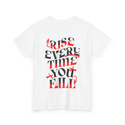 T-shirt con scritta "Rise every time you fall"