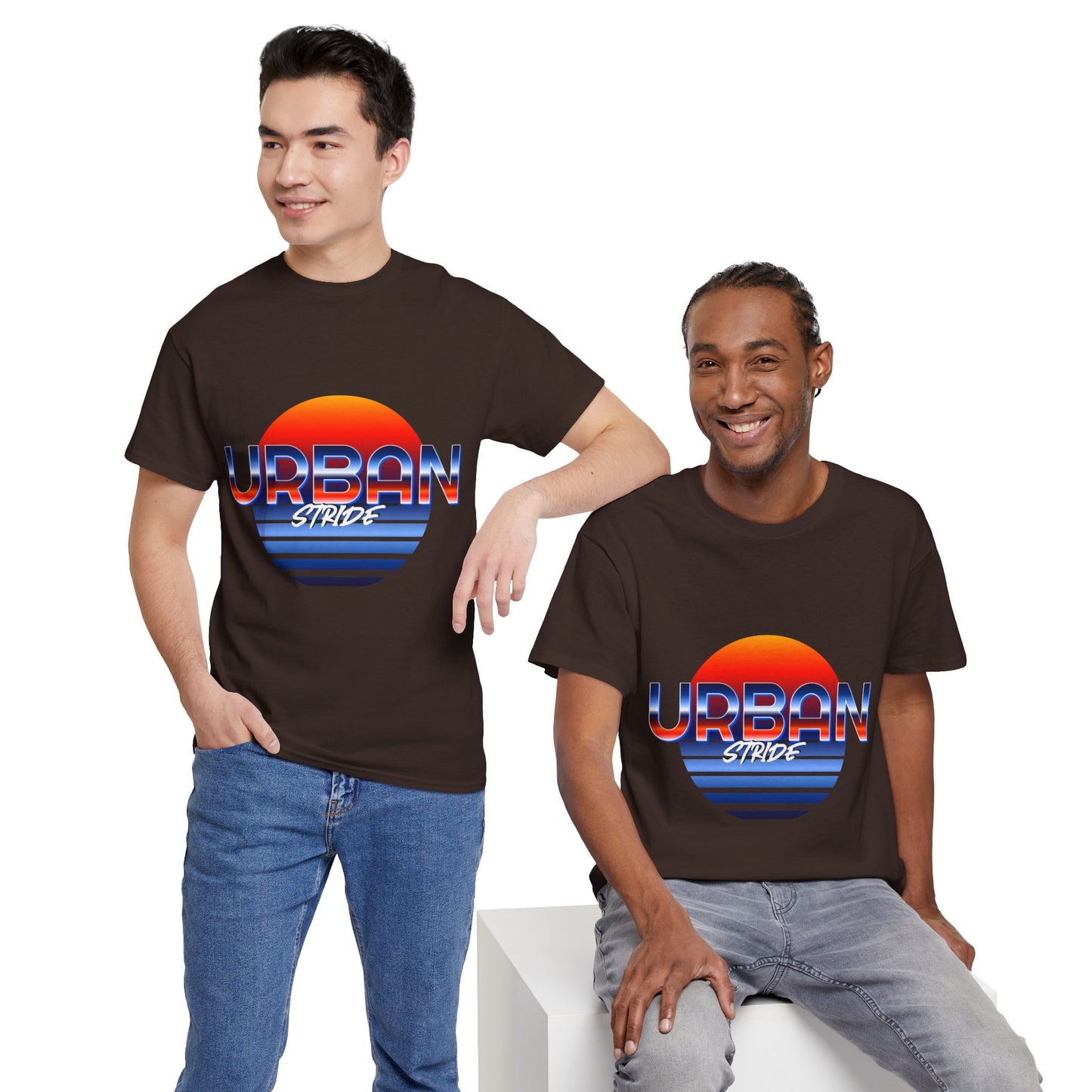 T-shirt con scritta "urbanstride" soleggiata