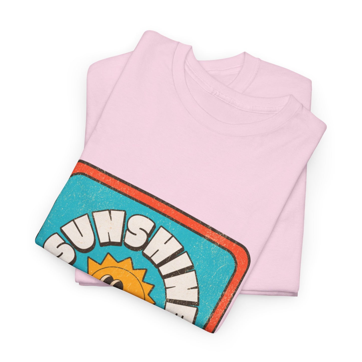 T-shirt con scritta "Sunshine feel good"