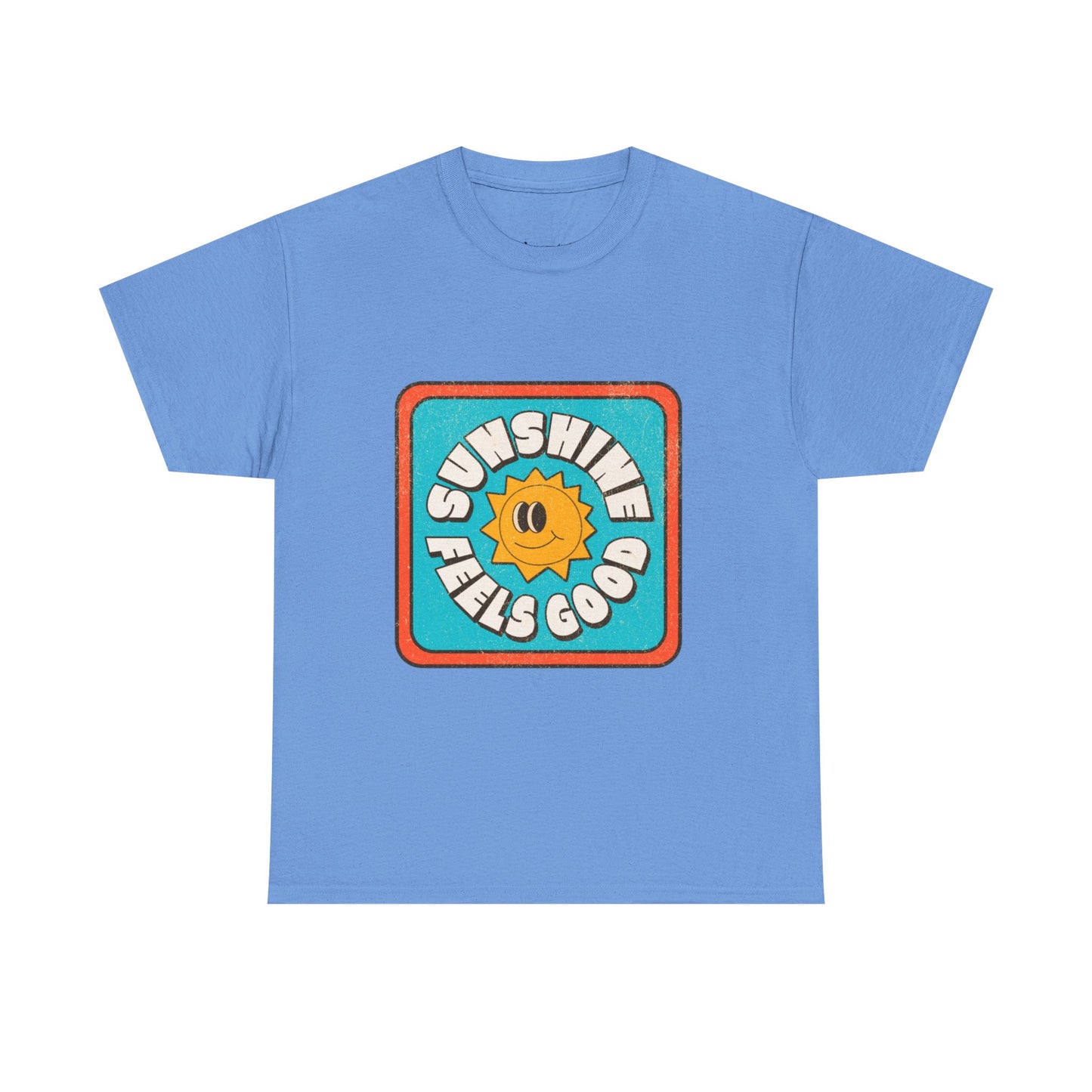 T-shirt con scritta "Sunshine feel good"