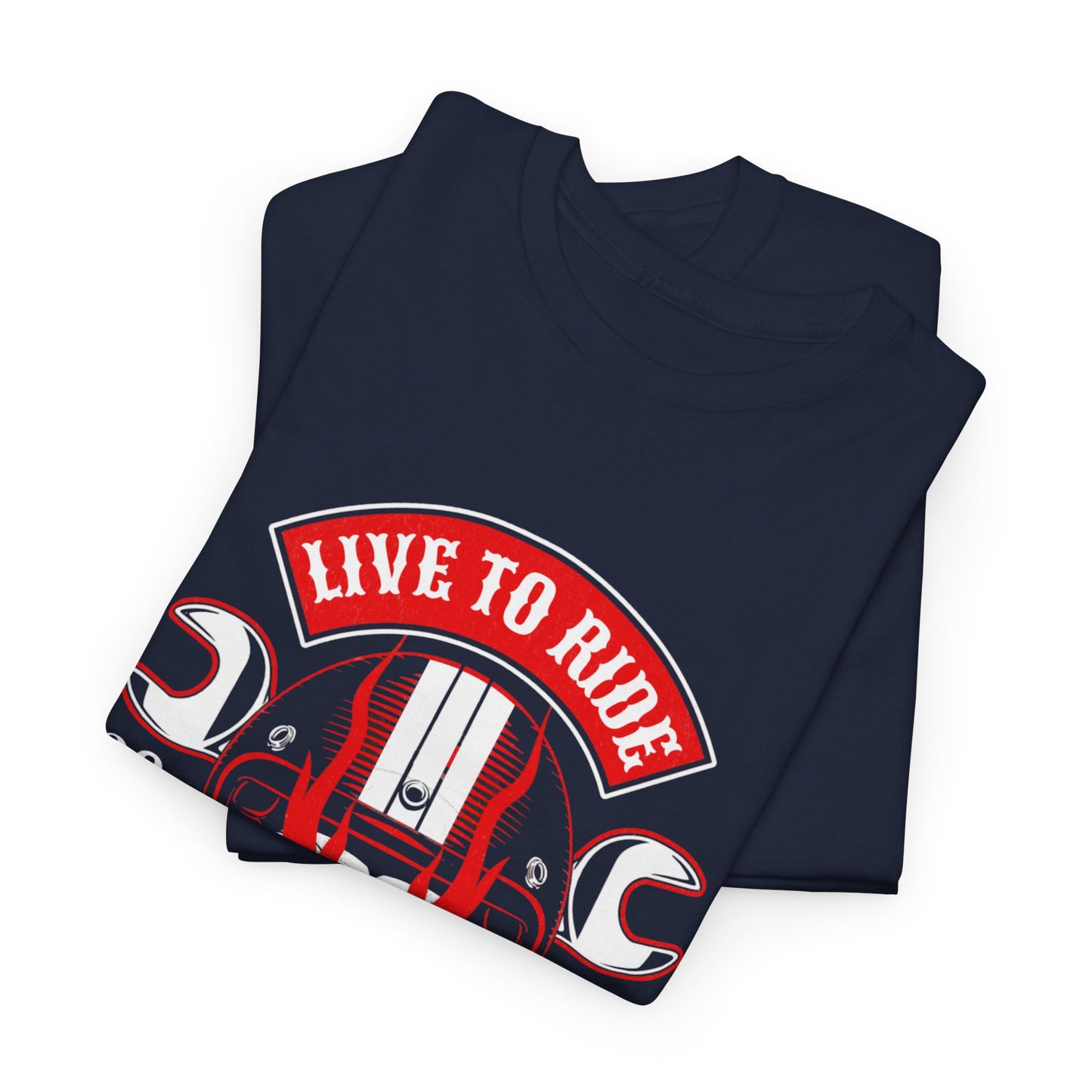 T-shirt con scritta "Live to ride ; Ride to live"