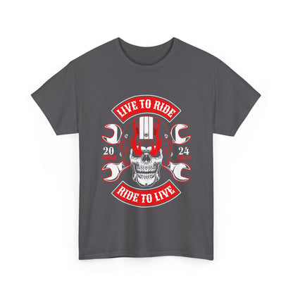 T-shirt con scritta "Live to ride ; Ride to live"