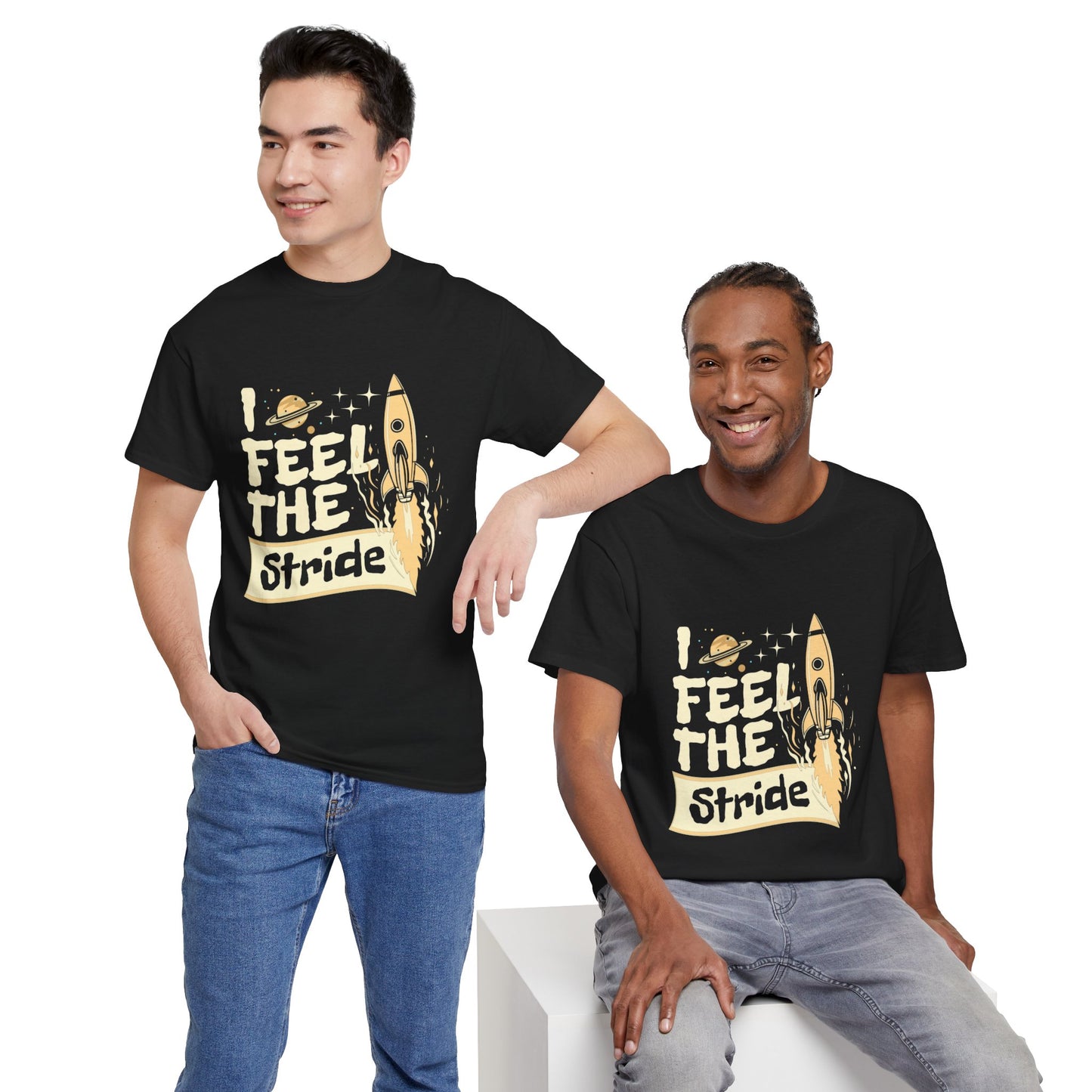 T-shirt con scritta "I feel the stride "