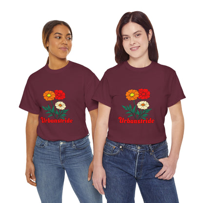 T-shirt con rappresentazione di fiori e scritta "Urbanstride"