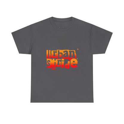 T-shirt con scritta "Urban Stride" sfumata arancio-rosso