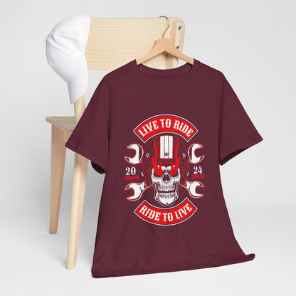 T-shirt con scritta "Live to ride ; Ride to live"