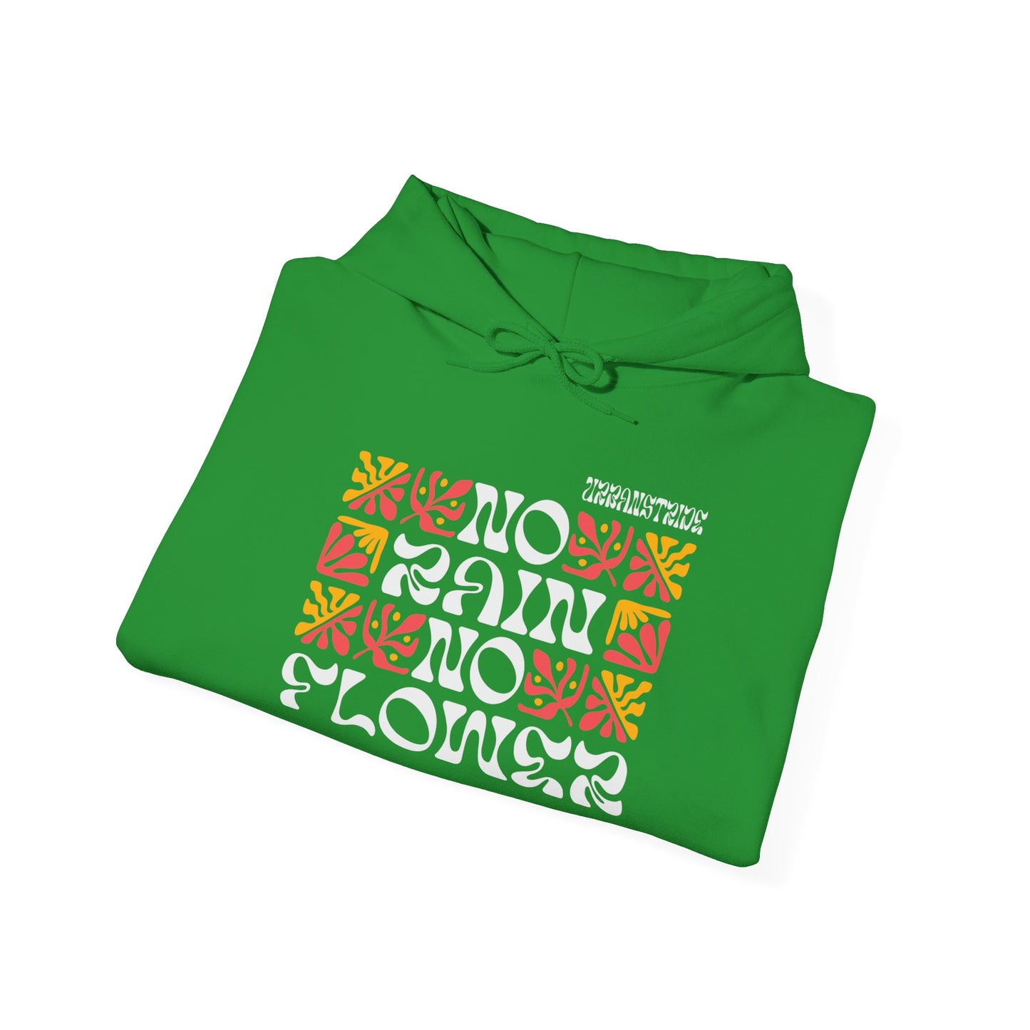 Felpa con scritta "No rain no flower"
