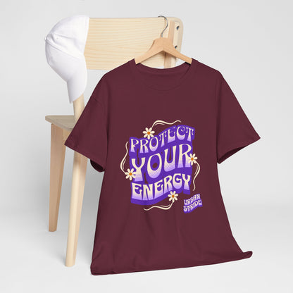 T-shirt con scritta "Protect your energy"