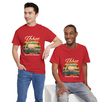 T-shirt con scritta"Urbanstride timeless style ocean drive "