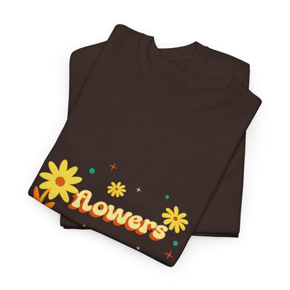 T-shirt con scritta "Flowers vibes"