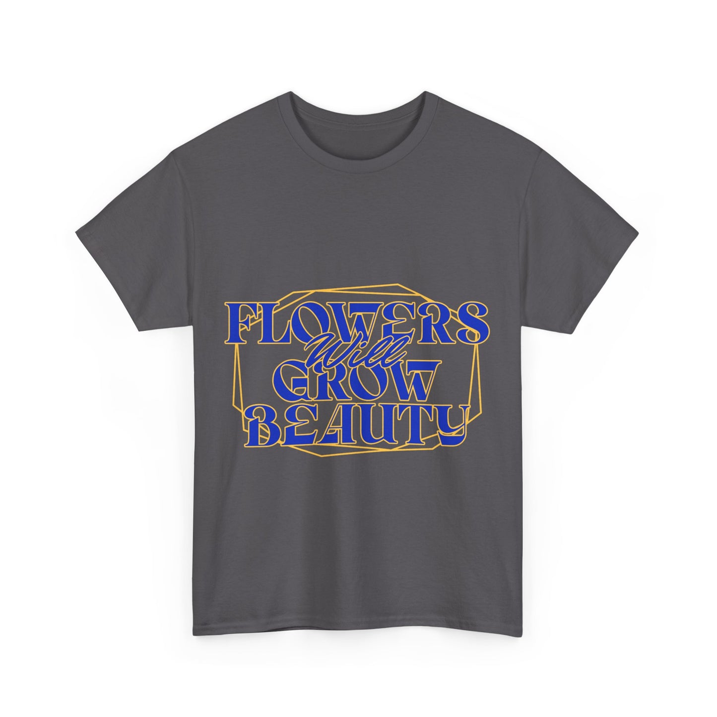 T-shirt con scritta "Flowers will growth beauty"