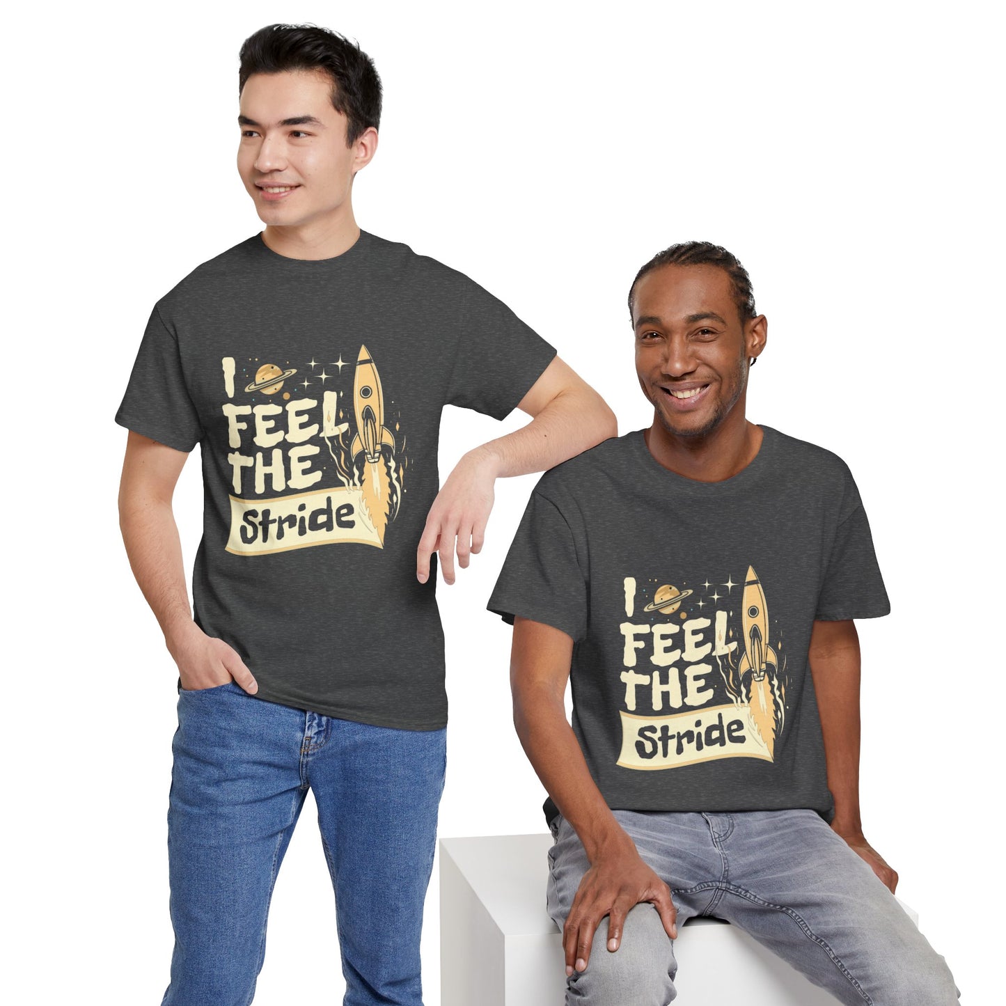 T-shirt con scritta "I feel the stride "