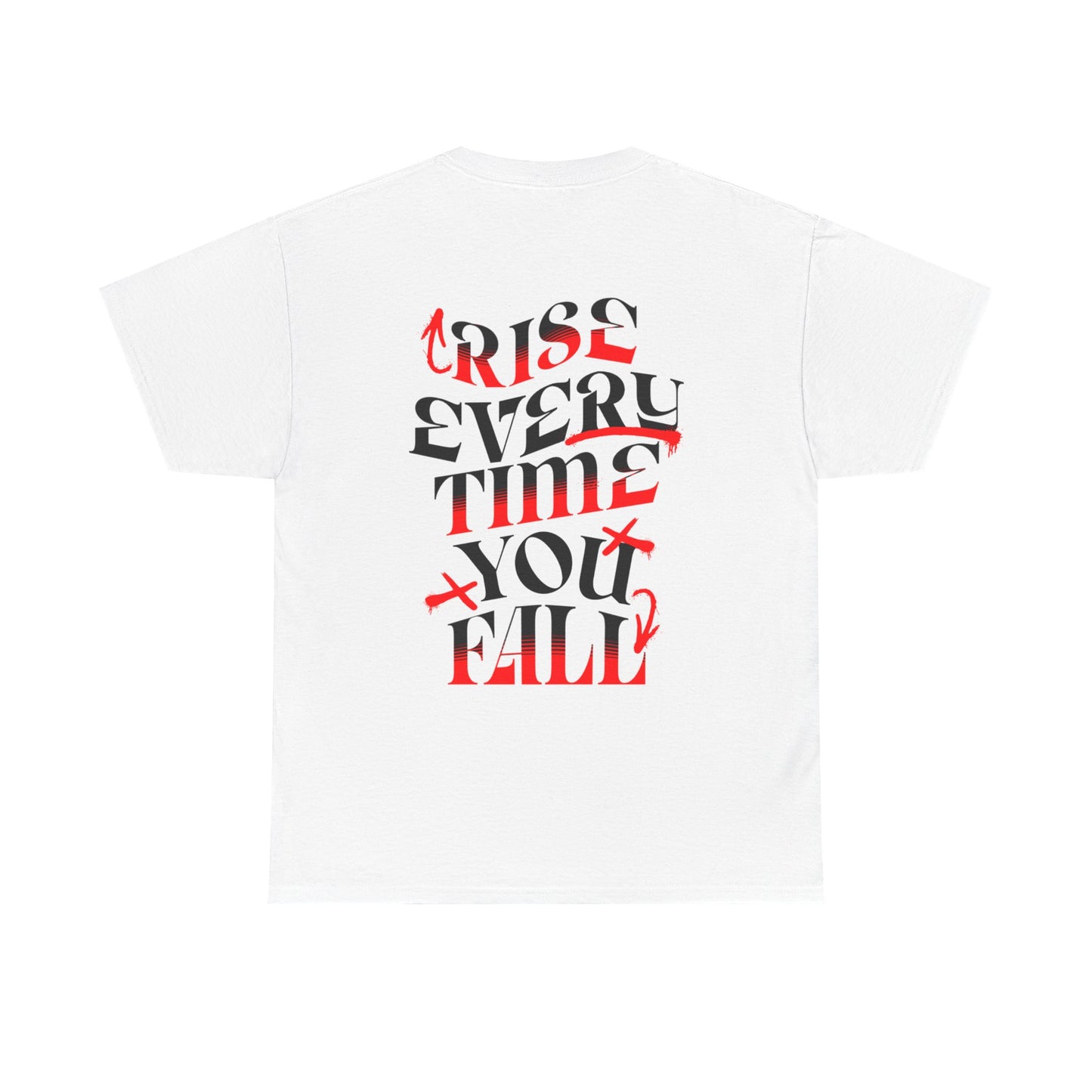 T-shirt con scritta "Rise every time you fall"