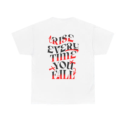 T-shirt con scritta "Rise every time you fall"