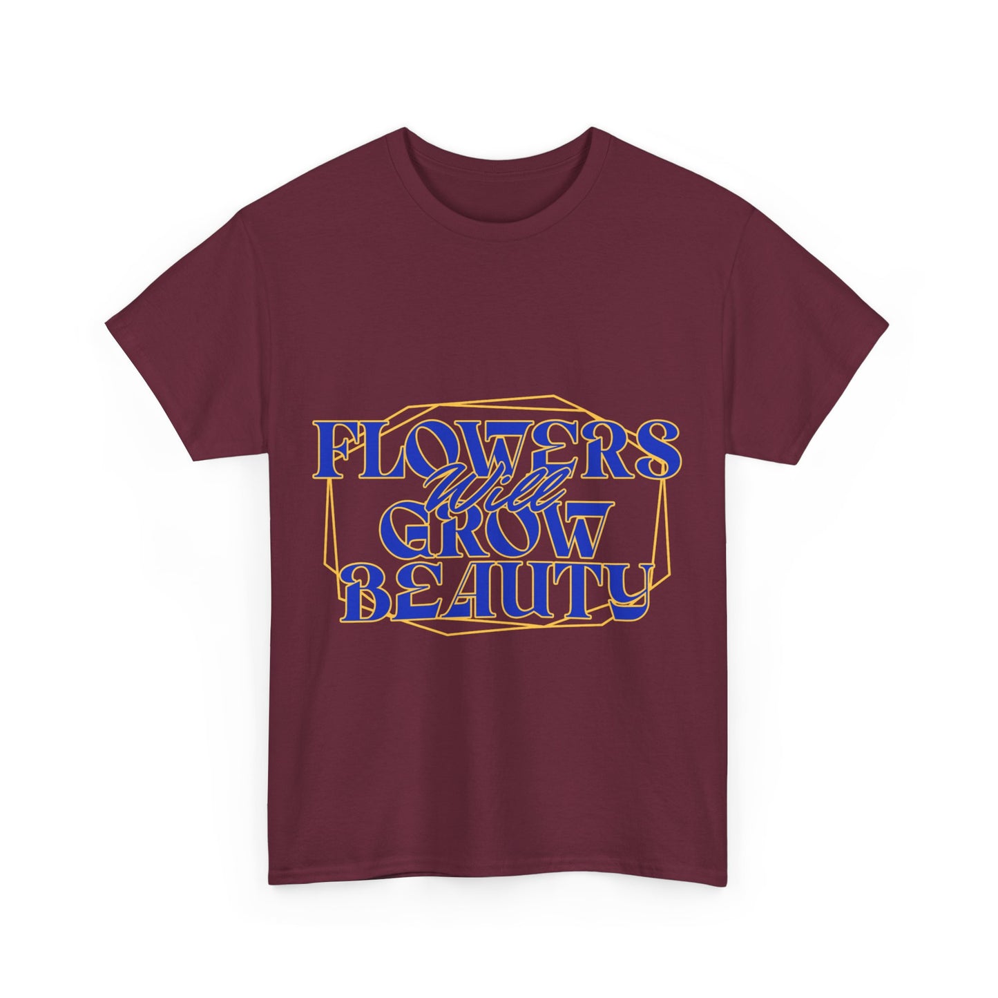 T-shirt con scritta "Flowers will growth beauty"