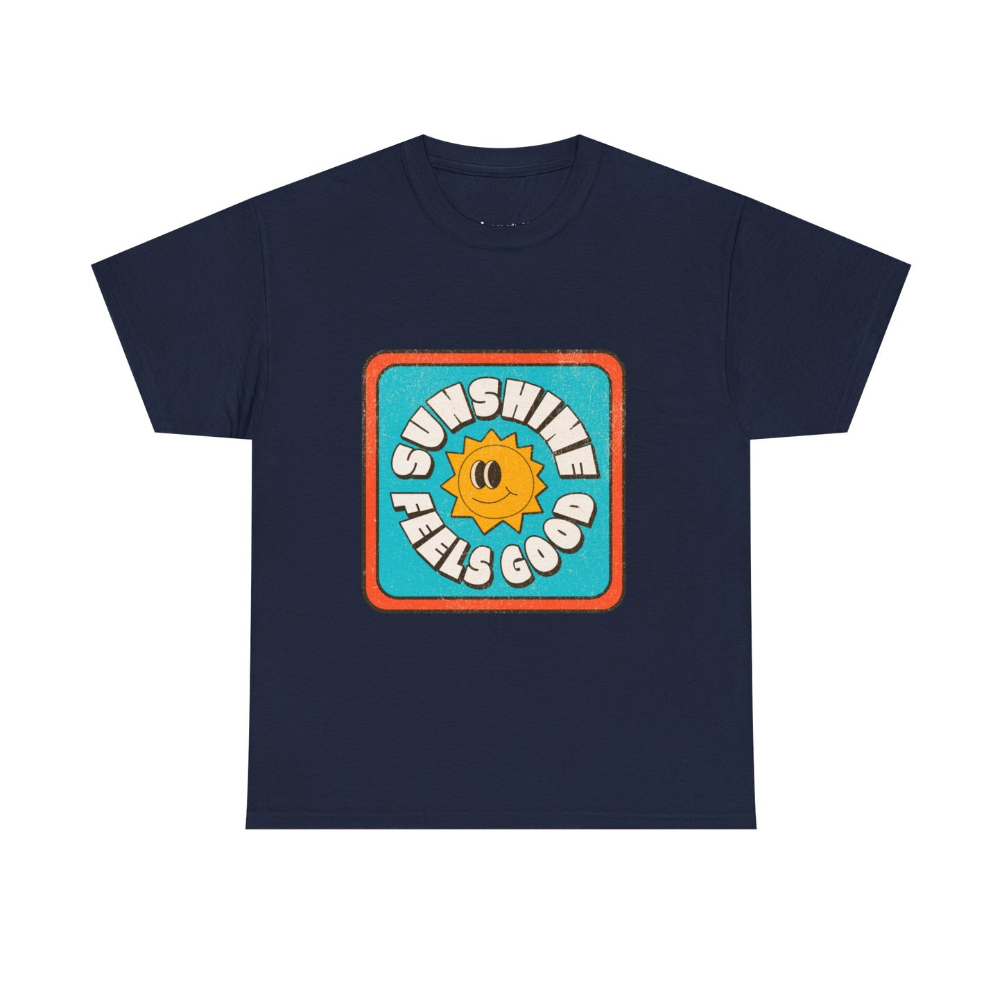 T-shirt con scritta "Sunshine feel good"