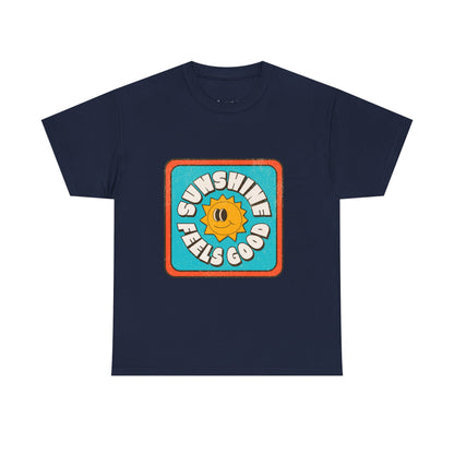 T-shirt con scritta "Sunshine feel good"