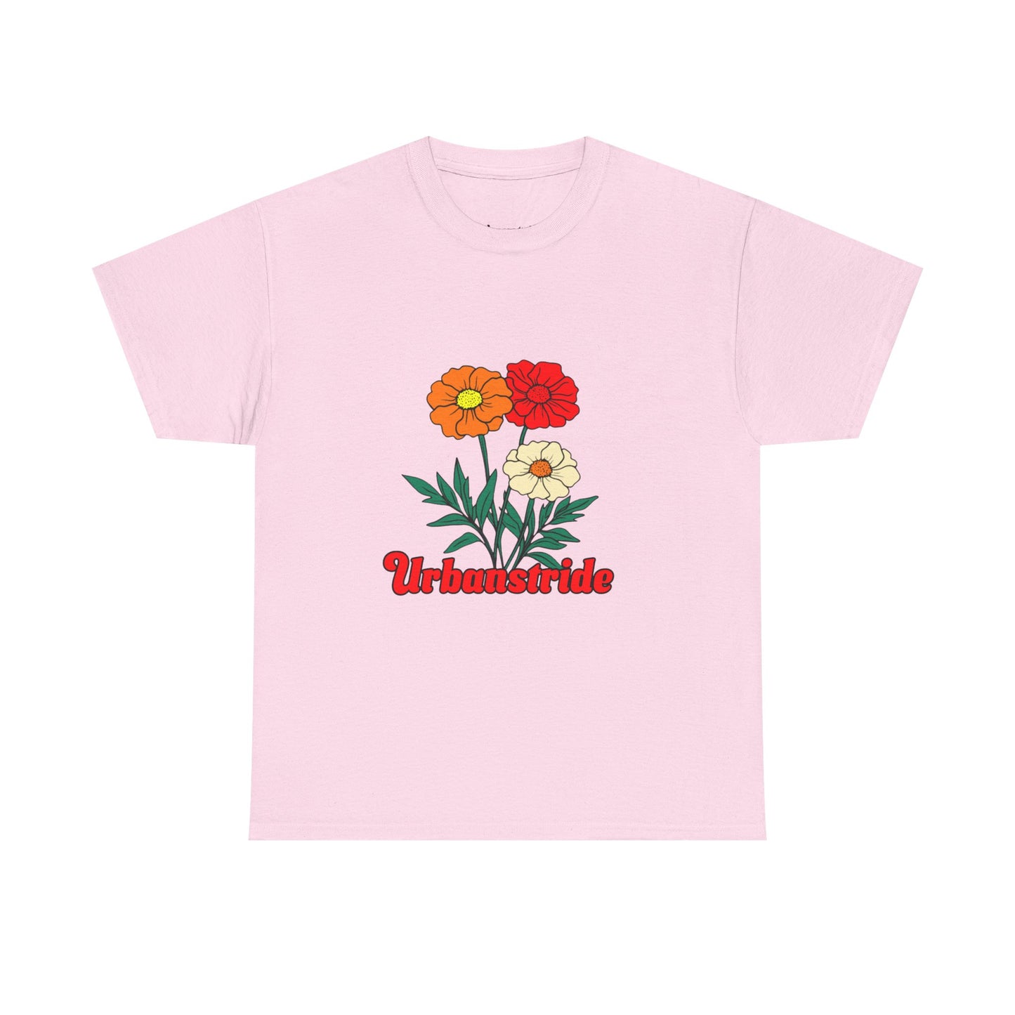T-shirt con rappresentazione di fiori e scritta "Urbanstride"