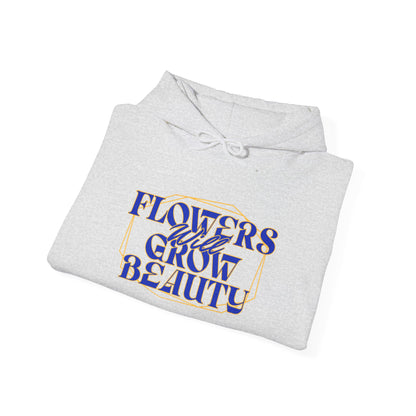 Felpa con scritta "Flowers will grow beauty"