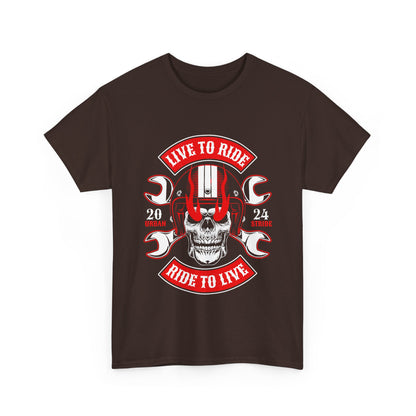 T-shirt con scritta "Live to ride ; Ride to live"