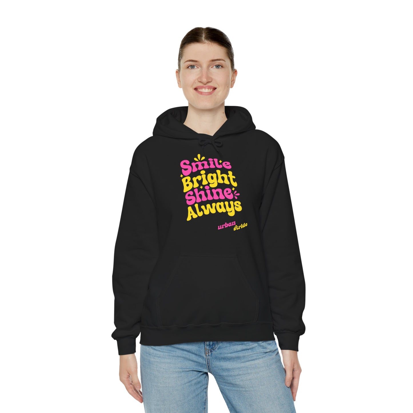 Felpa con scritta "Smile bright shine always"