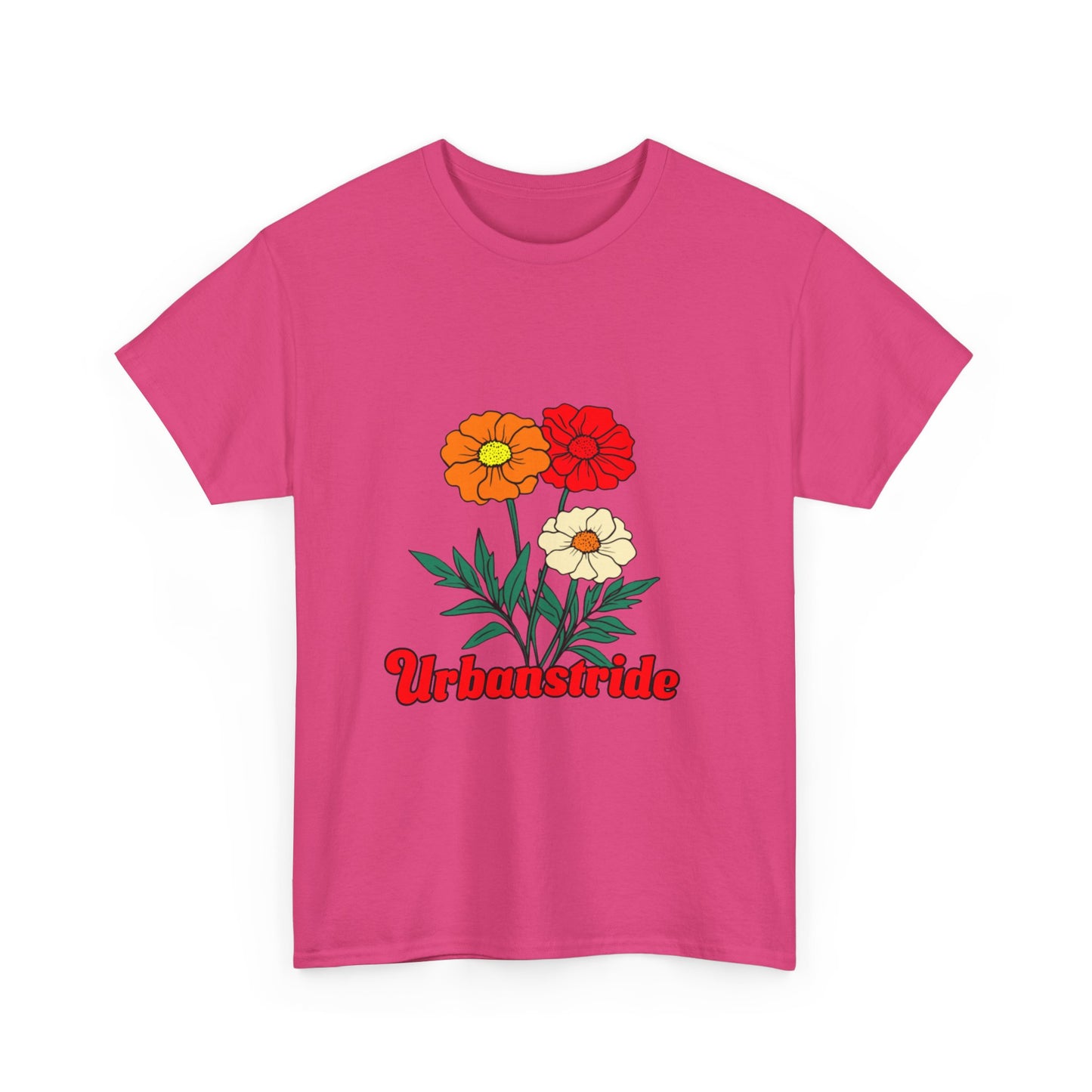 T-shirt con rappresentazione di fiori e scritta "Urbanstride"