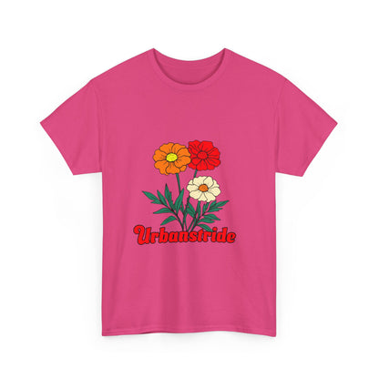 T-shirt con rappresentazione di fiori e scritta "Urbanstride"