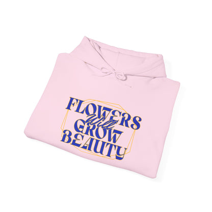 Felpa con scritta "Flowers will grow beauty"