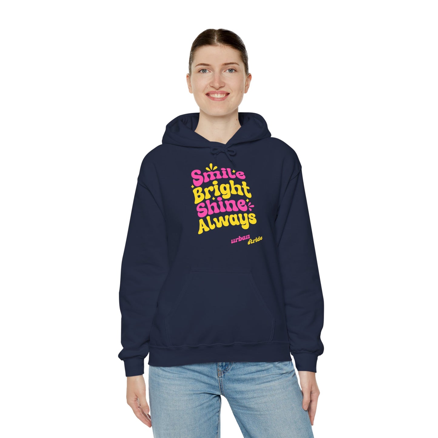 Felpa con scritta "Smile bright shine always"