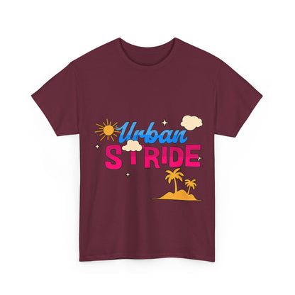 T-shirt con scritta "Urbanstride"al mare