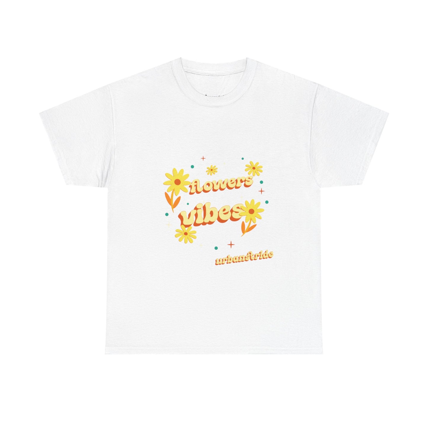 T-shirt con scritta "Flowers vibes"