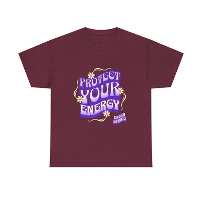 T-shirt con scritta "Protect your energy"