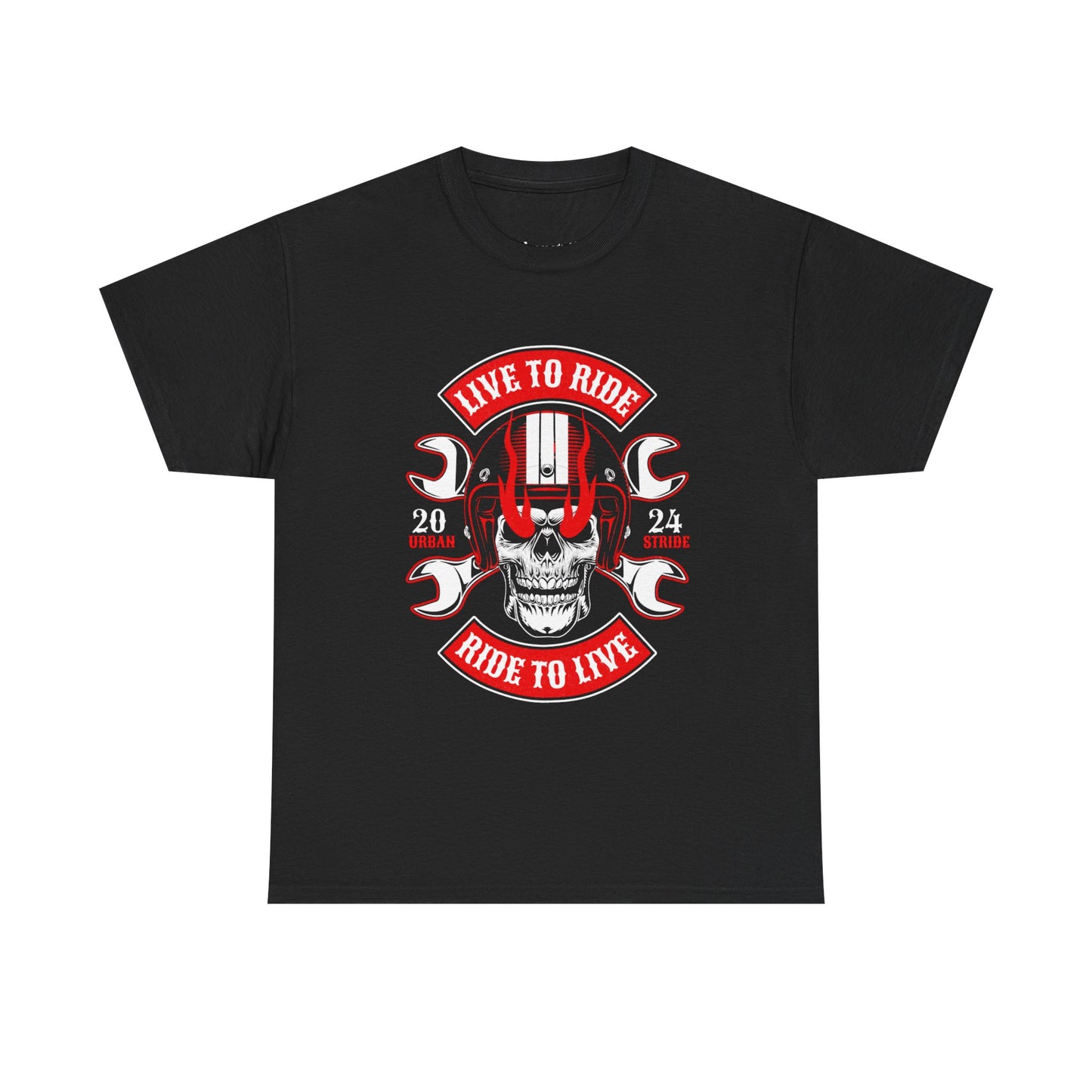 T-shirt con scritta "Live to ride ; Ride to live"
