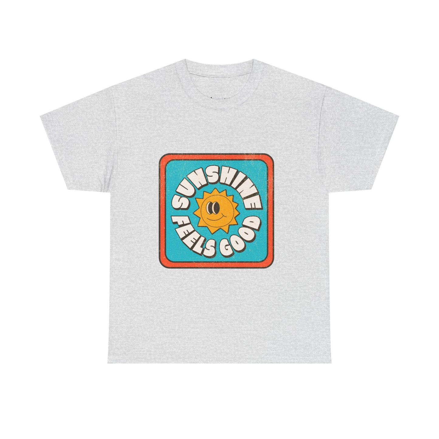 T-shirt con scritta "Sunshine feel good"