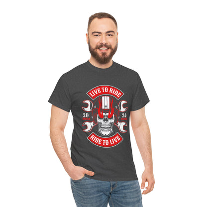 T-shirt con scritta "Live to ride ; Ride to live"