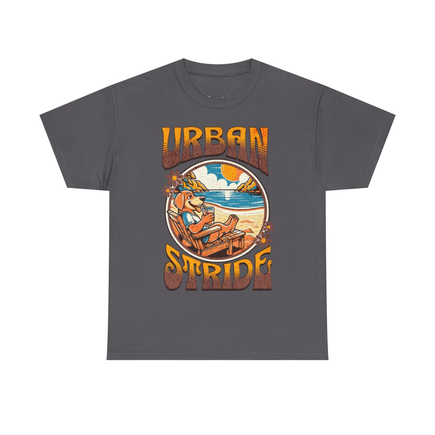 T-shirt con scritta "Urbanstride" e cane