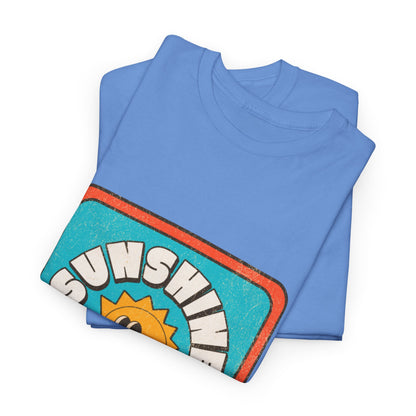 T-shirt con scritta "Sunshine feel good"
